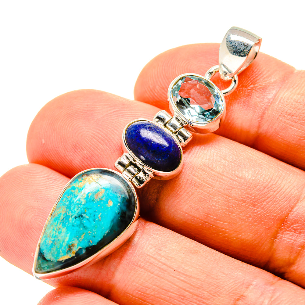 Australian Green Opal, Lapis Lazuli, Blue Topaz Pendants handcrafted by Anasilvercos - PD758746