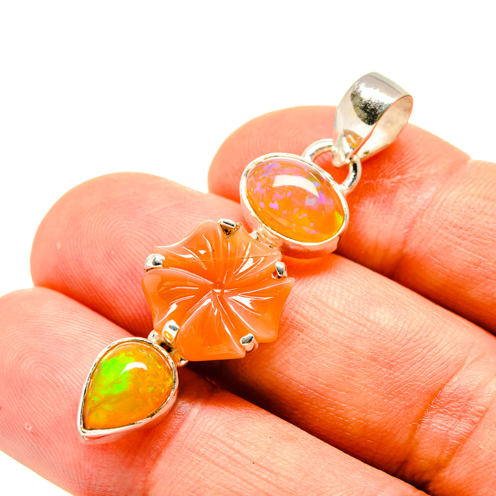 Carnelian, Ethiopian Opal Pendants handcrafted by Anasilvercos - PD758747