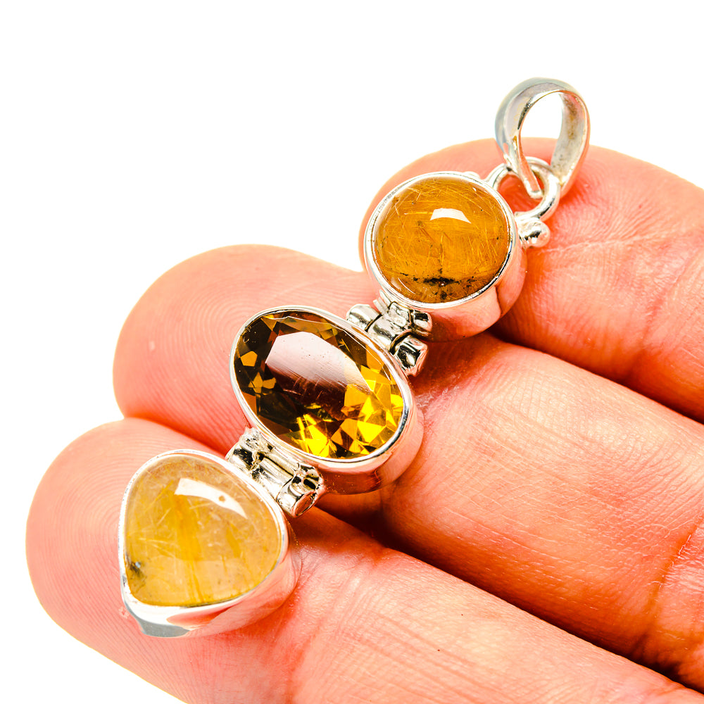 Citrine, Rutilated Quartz Pendants handcrafted by Anasilvercos - PD758748