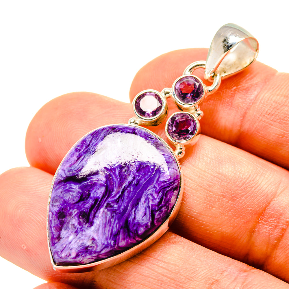 Charoite, Amethyst Pendants handcrafted by Anasilvercos - PD758755