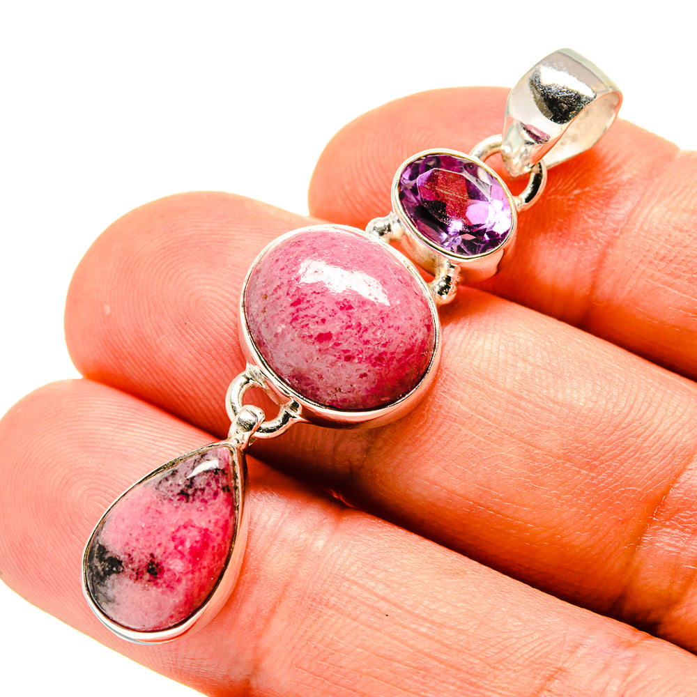 Rhodonite, Rhodochrosite, Amethyst Pendants handcrafted by Anasilvercos - PD758764