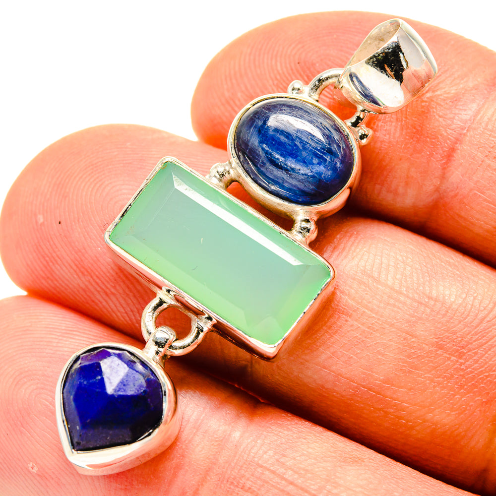 Aqua Chalcedony, Kyanite, Lapis Lazuli Pendants handcrafted by Anasilvercos - PD758768