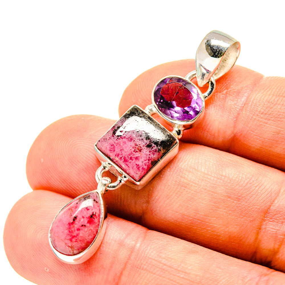 Rhodonite, Amethyst Pendants handcrafted by Anasilvercos - PD758769