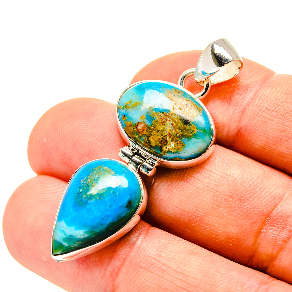 Peruvian Opal, Chrysocolla Pendants handcrafted by Anasilvercos - PD758772