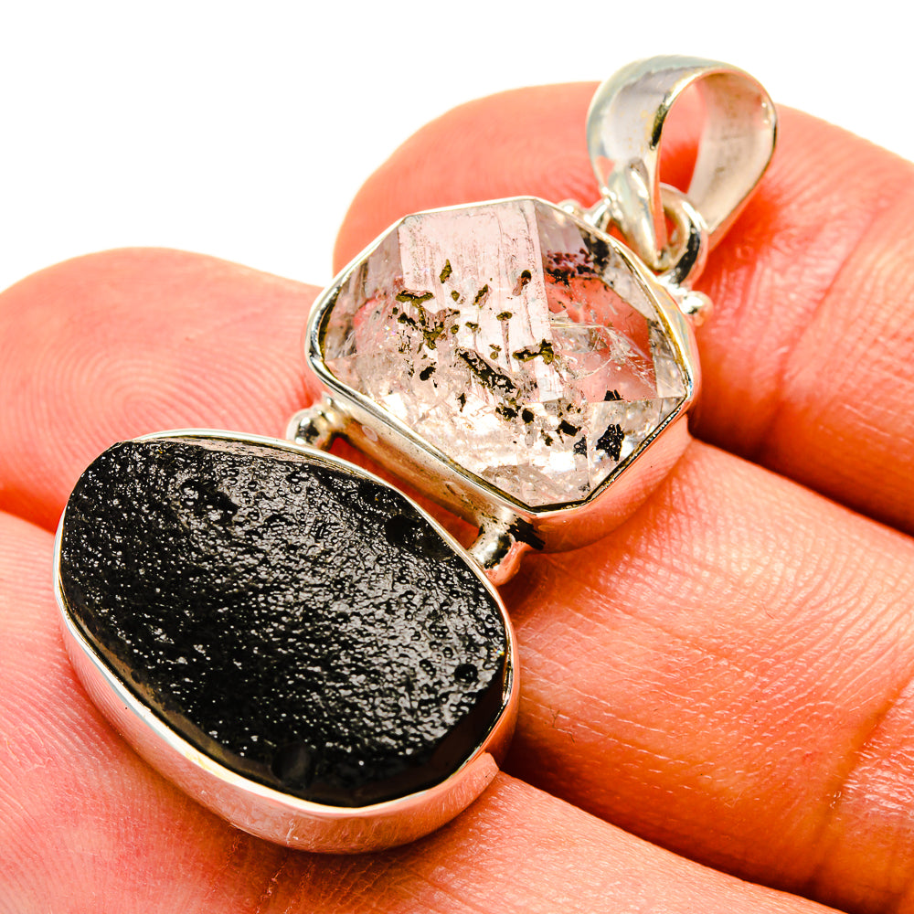 Tektite, Herkimer Diamond Pendants handcrafted by Anasilvercos - PD758790