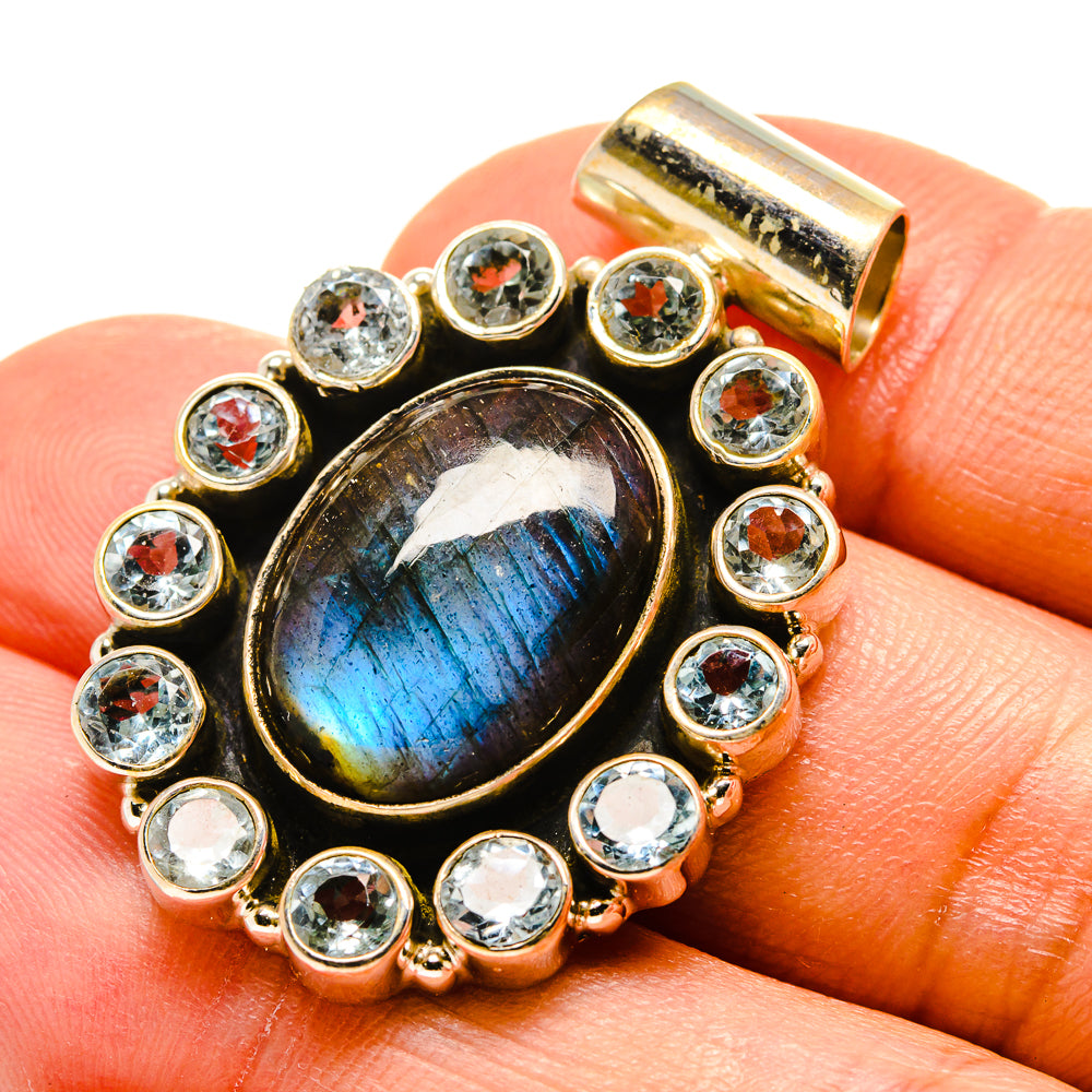 Labradorite, Blue Topaz Pendants handcrafted by Anasilvercos - PD758797