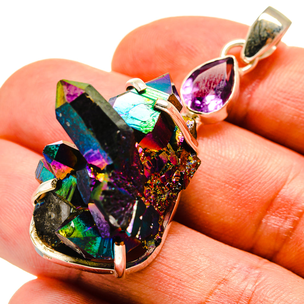Titanium Sunshine Druzy Pendants handcrafted by Anasilvercos - PD758963