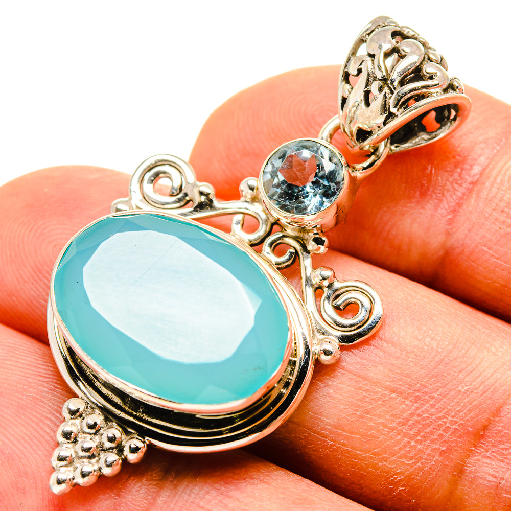 Aqua Chalcedony Pendants handcrafted by Anasilvercos - PD759021