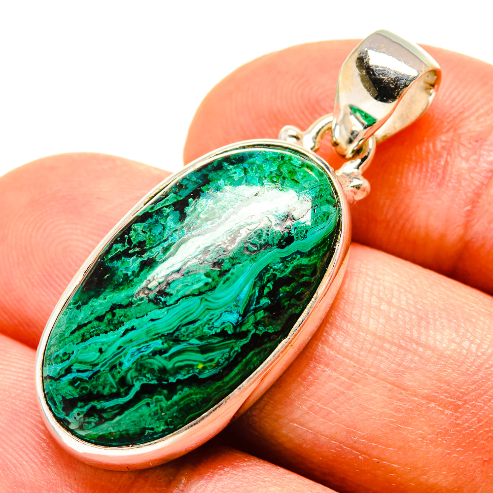 Malachite In Chrysocolla Pendants handcrafted by Anasilvercos - PD759114