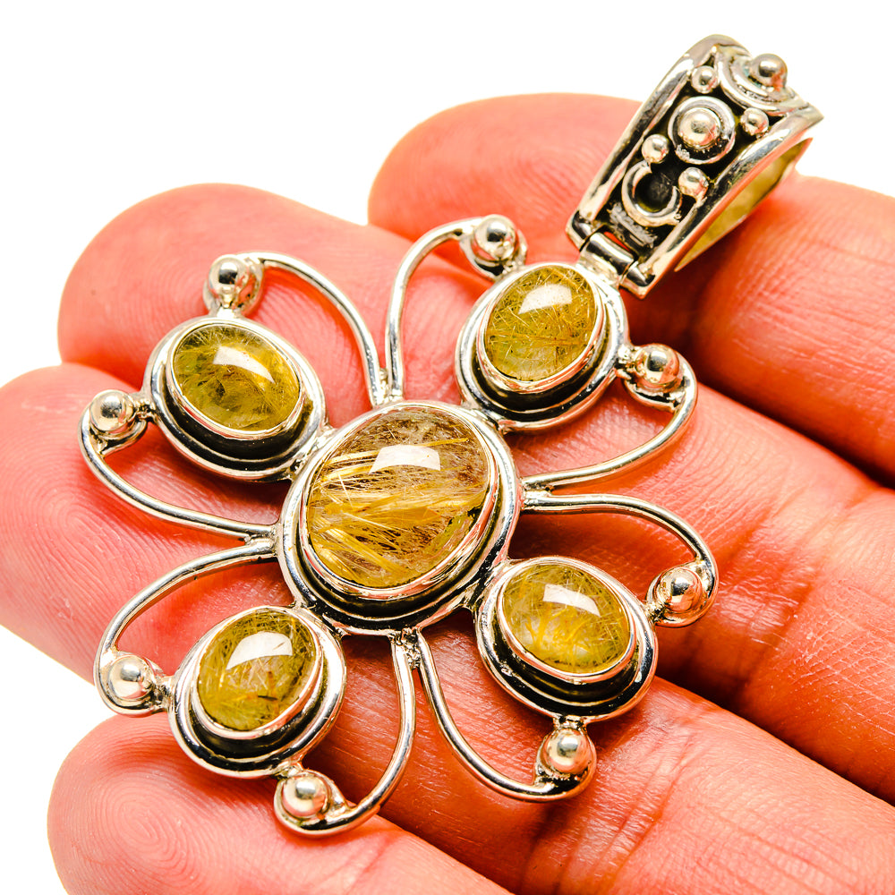 Rutilated Quartz Cross Pendants handcrafted by Anasilvercos - PD759147