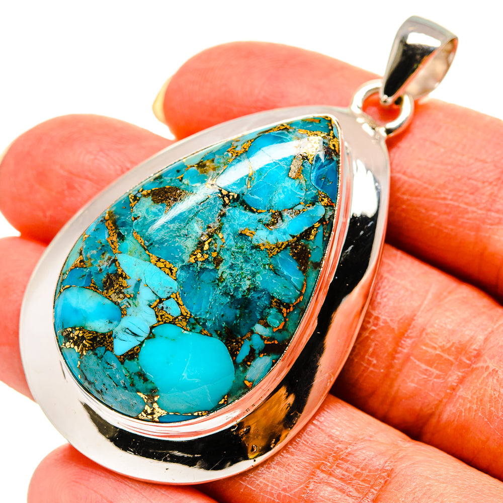 Blue Copper Composite Turquoise Pendants handcrafted by Anasilvercos - PD759150