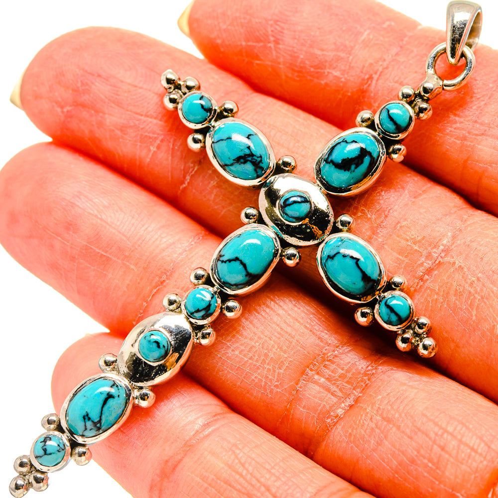 Blue Copper Composite Turquoise Pendants handcrafted by Anasilvercos - PD759160