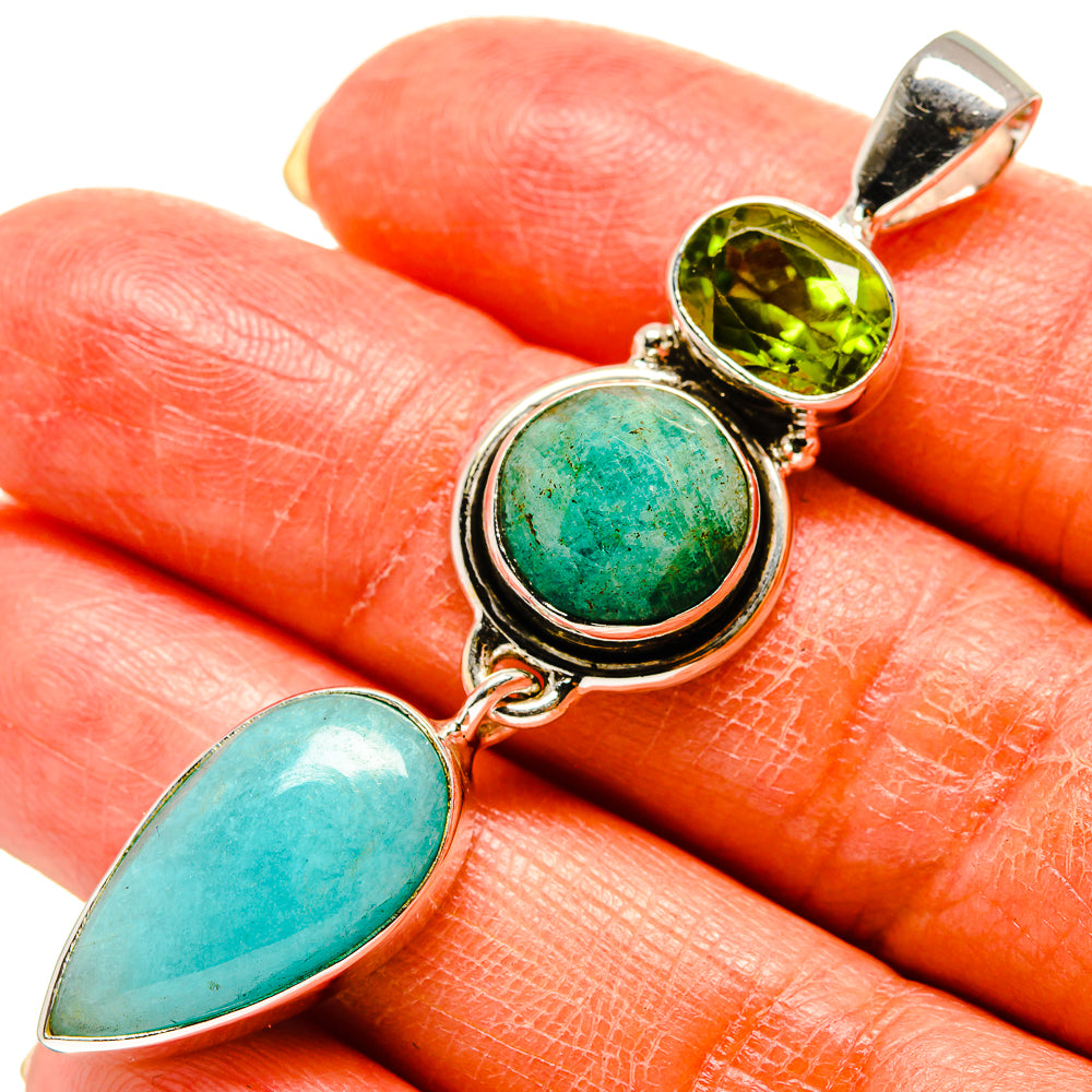Peruvian Amazonite Pendants handcrafted by Anasilvercos - PD759165