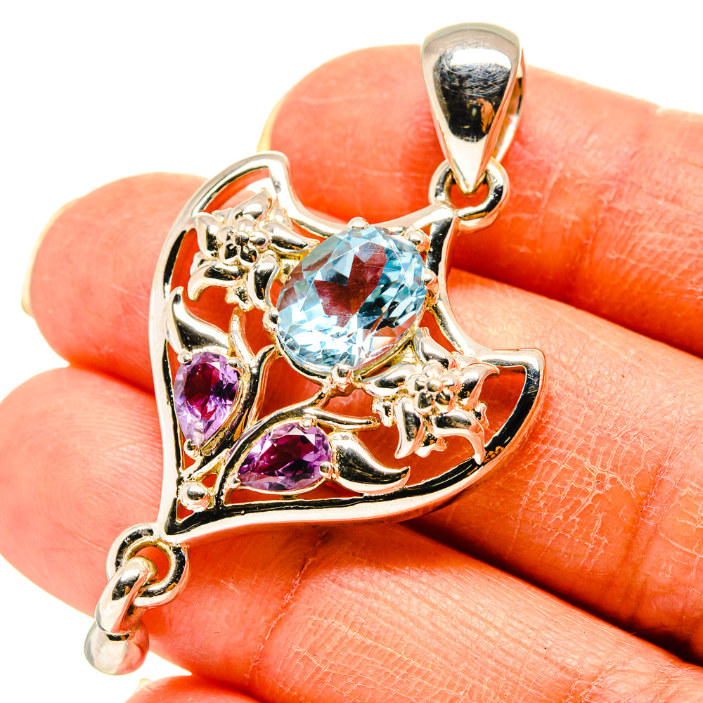 Blue Topaz Amethyst Pendants handcrafted by Anasilvercos - PD759237