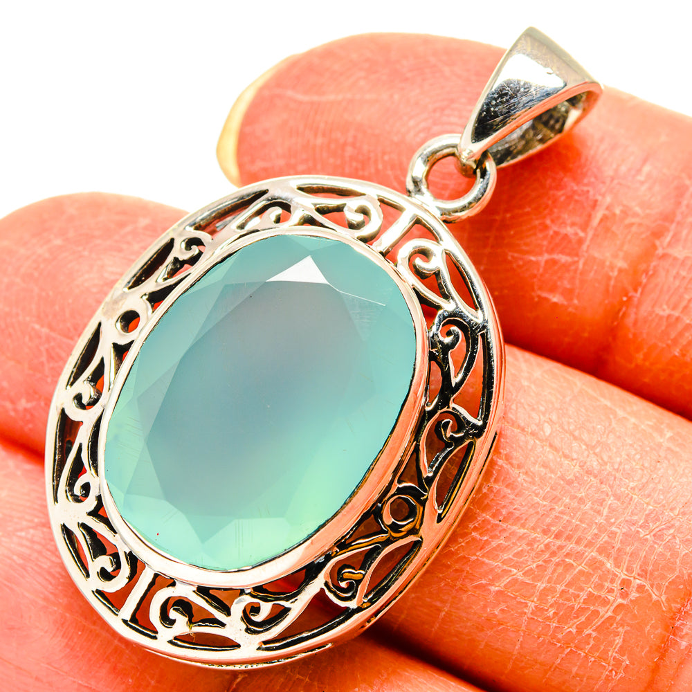 Aqua Chalcedony Pendants handcrafted by Anasilvercos - PD759245