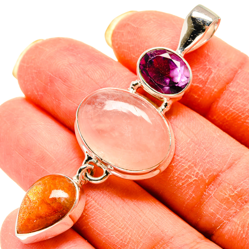 Rose Quartz Pendants handcrafted by Anasilvercos - PD759319