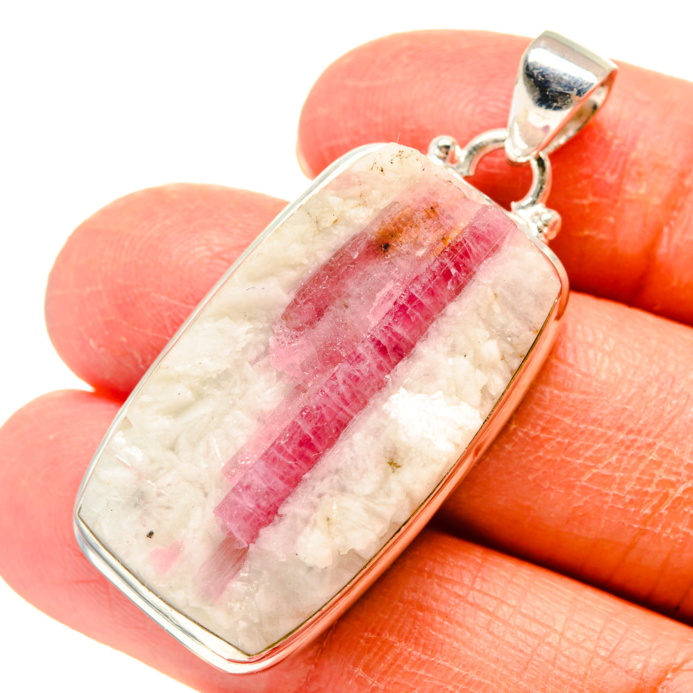 Pink Tourmaline In Quartz Pendants handcrafted by Anasilvercos - PD759358