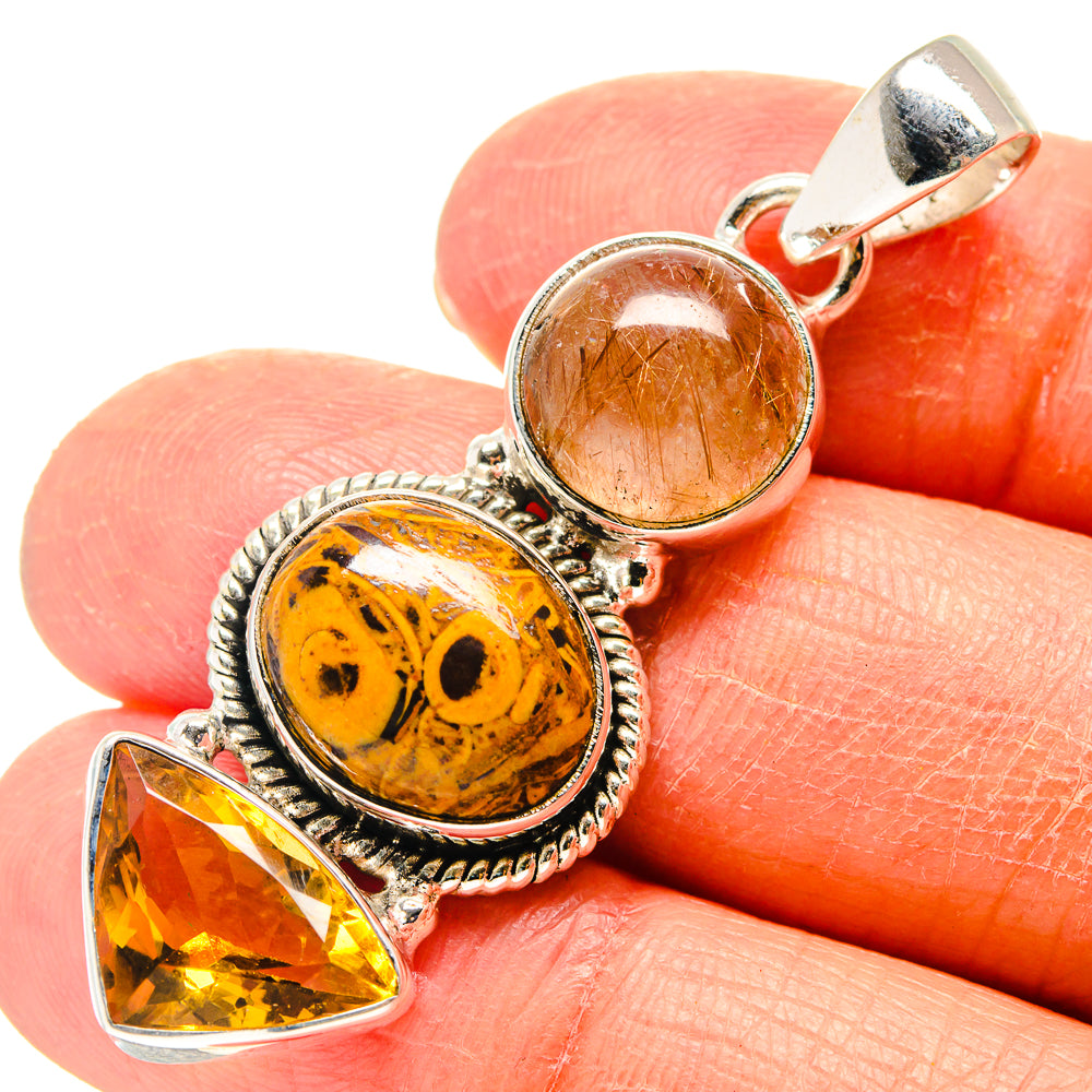 Palm Wood Jasper Pendants handcrafted by Anasilvercos - PD759362