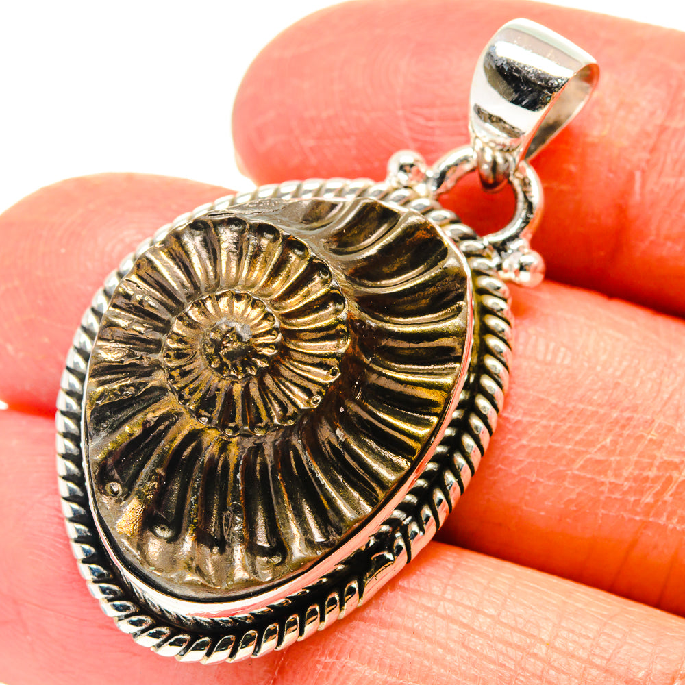 Pyrite Fossil Pendants handcrafted by Anasilvercos - PD759374
