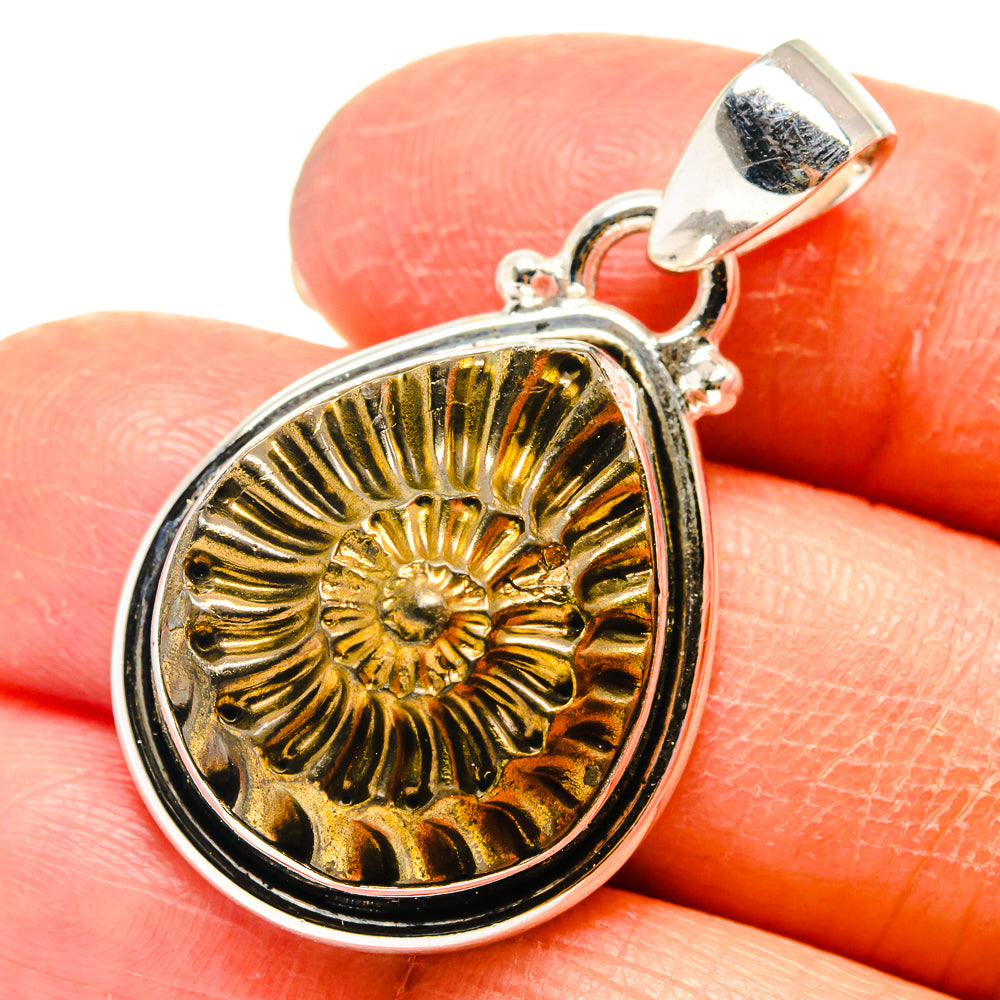 Pyrite Fossil Pendants handcrafted by Anasilvercos - PD759398
