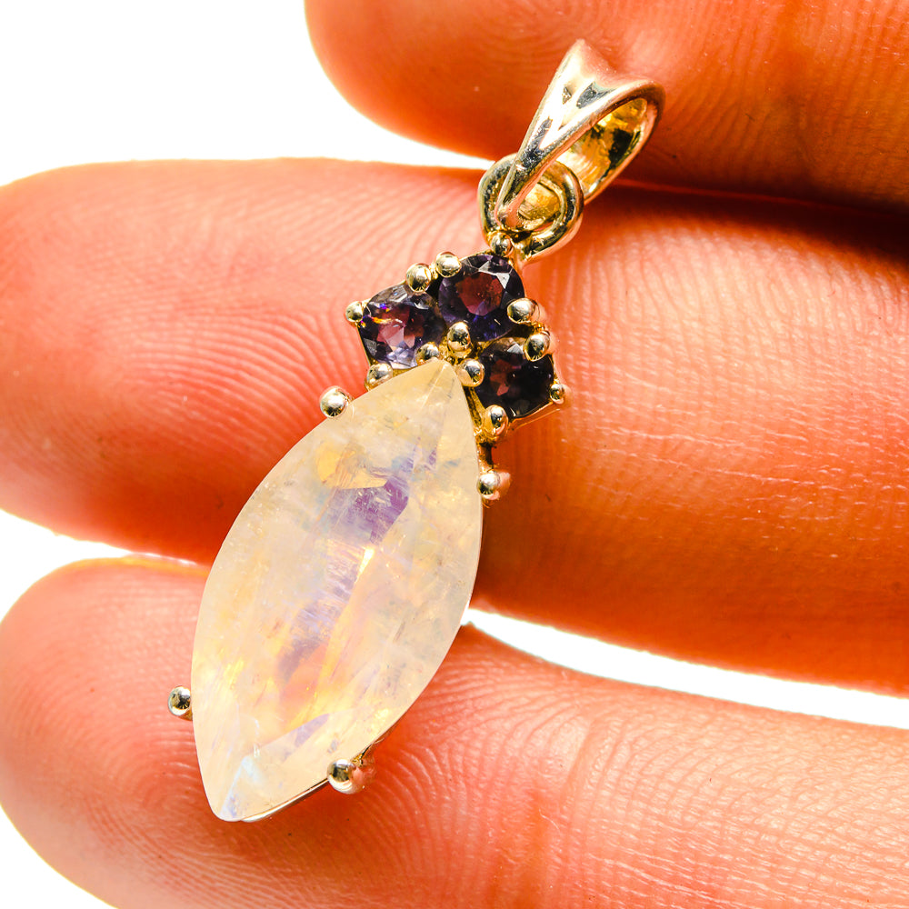 Rainbow Moonstone Pendants handcrafted by Anasilvercos - PD759498