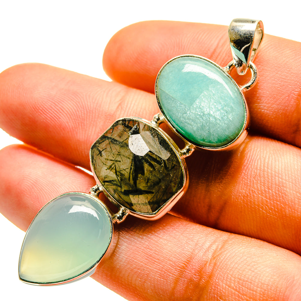 Aqua Chalcedony Pendants handcrafted by Anasilvercos - PD759535