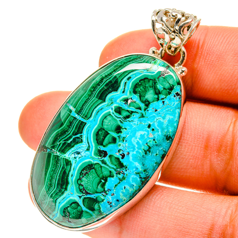 Malachite In Chrysocolla Pendants handcrafted by Anasilvercos - PD759919