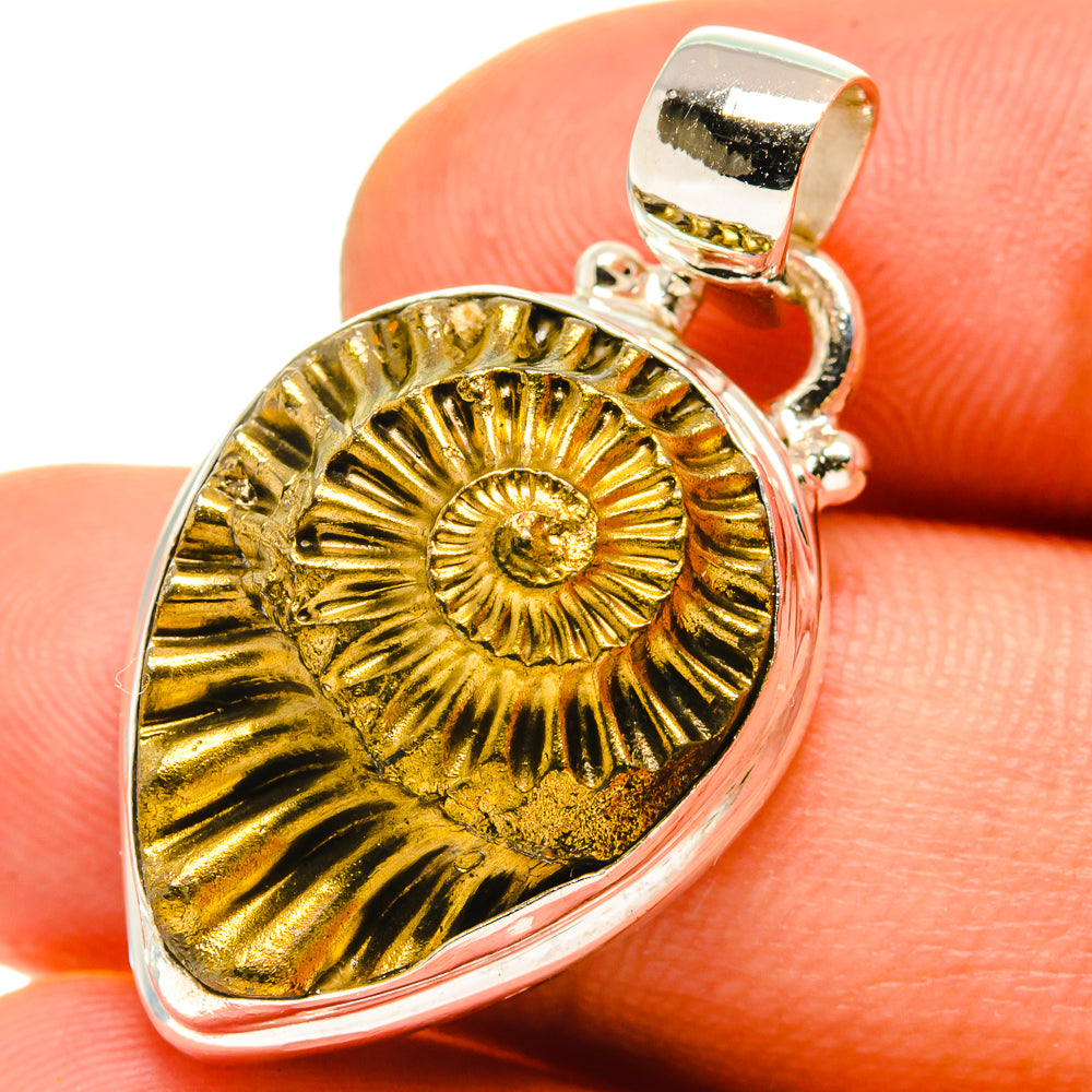 Pyrite Fossil Pendants handcrafted by Anasilvercos - PD759932