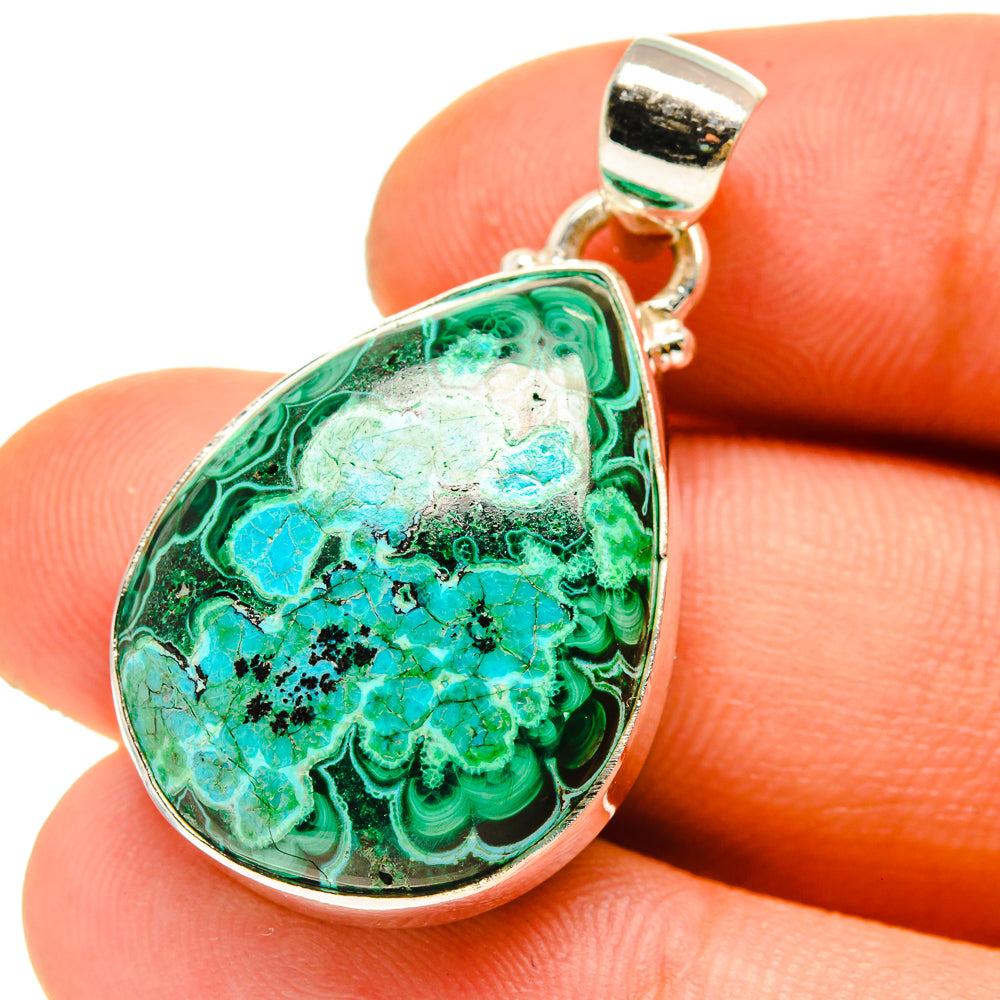 Malachite In Chrysocolla Pendants handcrafted by Anasilvercos - PD759937