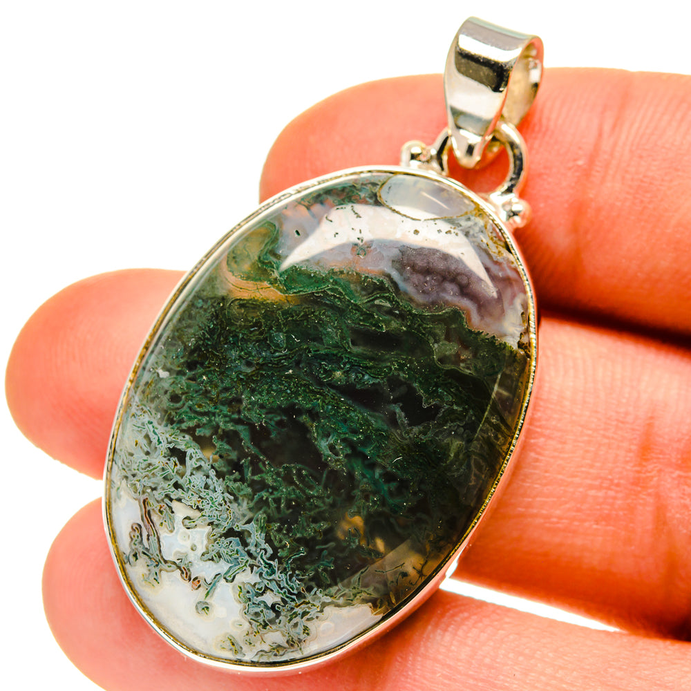 Green Moss Agate Pendants handcrafted by Anasilvercos - PD759953
