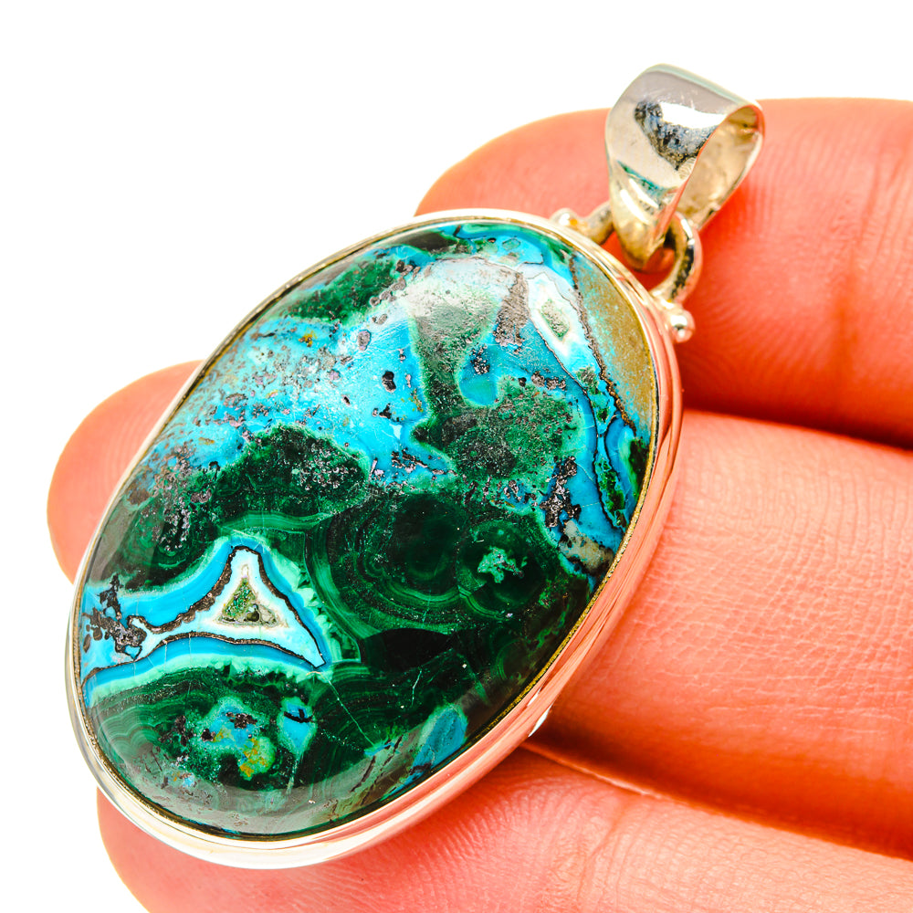 Malachite In Chrysocolla Pendants handcrafted by Anasilvercos - PD760028