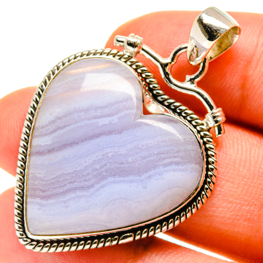 Blue Lace Agate Pendants handcrafted by Anasilvercos - PD760116