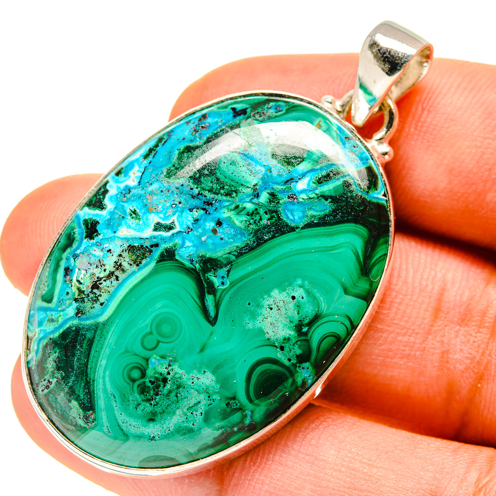 Malachite In Chrysocolla Pendants handcrafted by Anasilvercos - PD760122