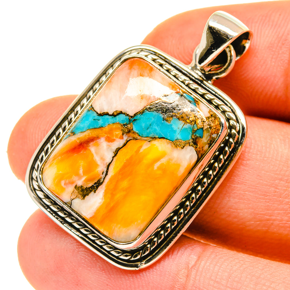 Blue Copper Composite Turquoise Pendants handcrafted by Anasilvercos - PD760160