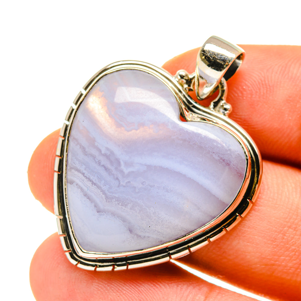 Blue Lace Agate Pendants handcrafted by Anasilvercos - PD760190