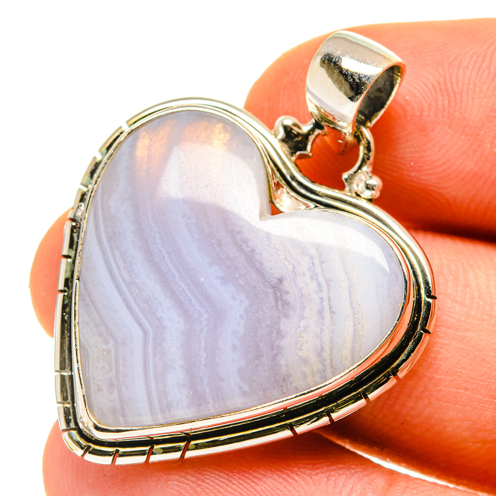 Blue Lace Agate Pendants handcrafted by Anasilvercos - PD760194