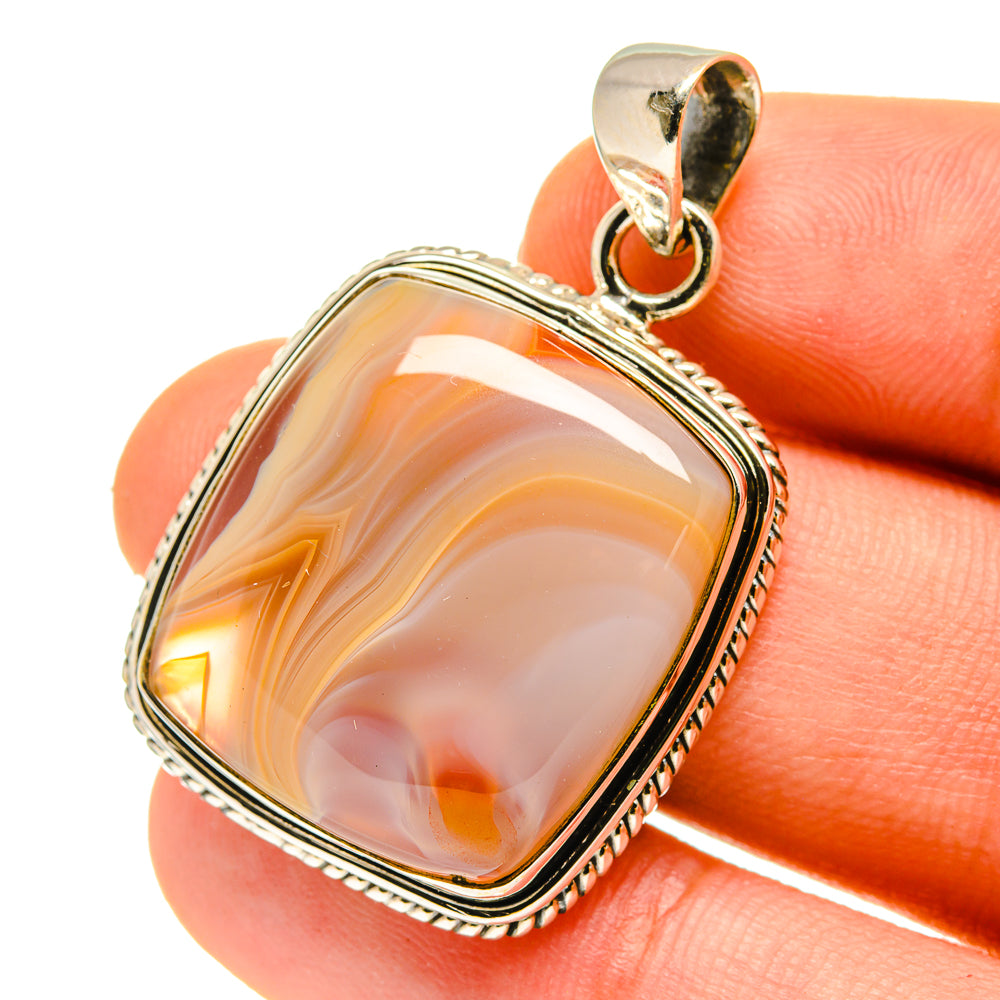 Orange Botswana Agate Pendants handcrafted by Anasilvercos - PD760199