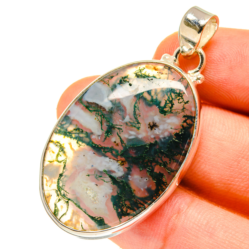 Green Moss Agate Pendants handcrafted by Anasilvercos - PD760200