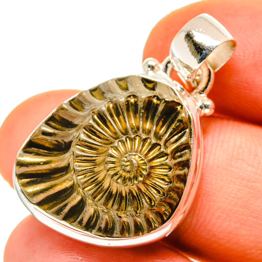 Pyrite Fossil Pendants handcrafted by Anasilvercos - PD760203