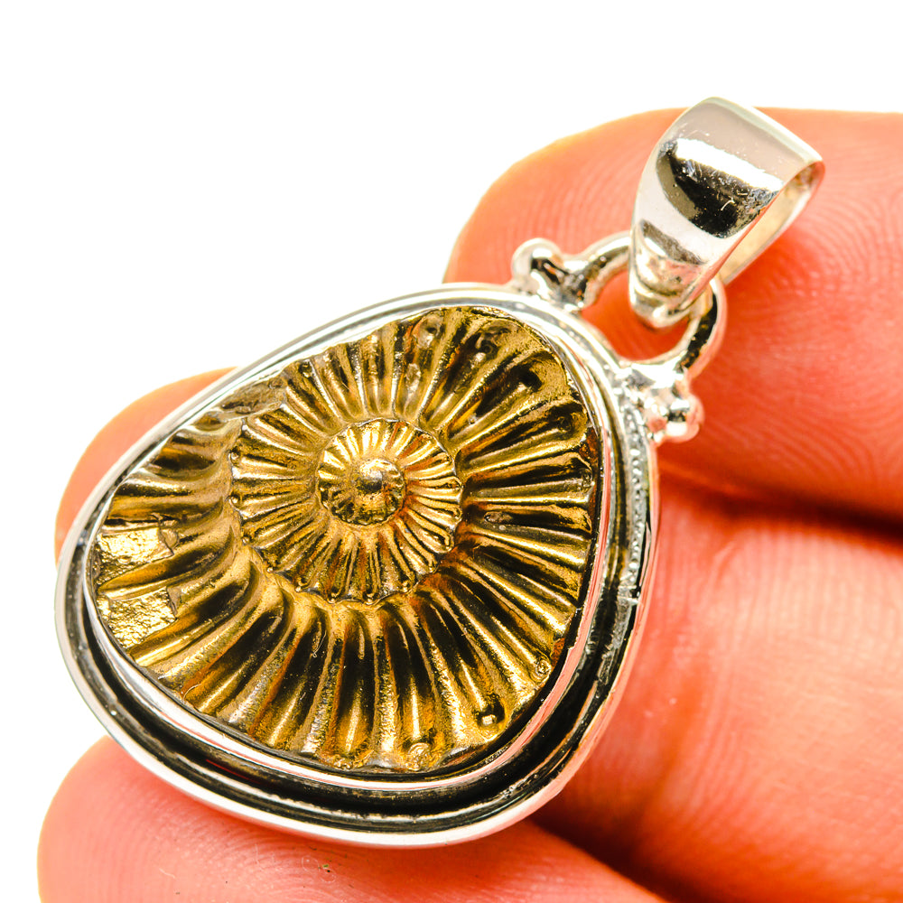 Pyrite Fossil Pendants handcrafted by Anasilvercos - PD760218