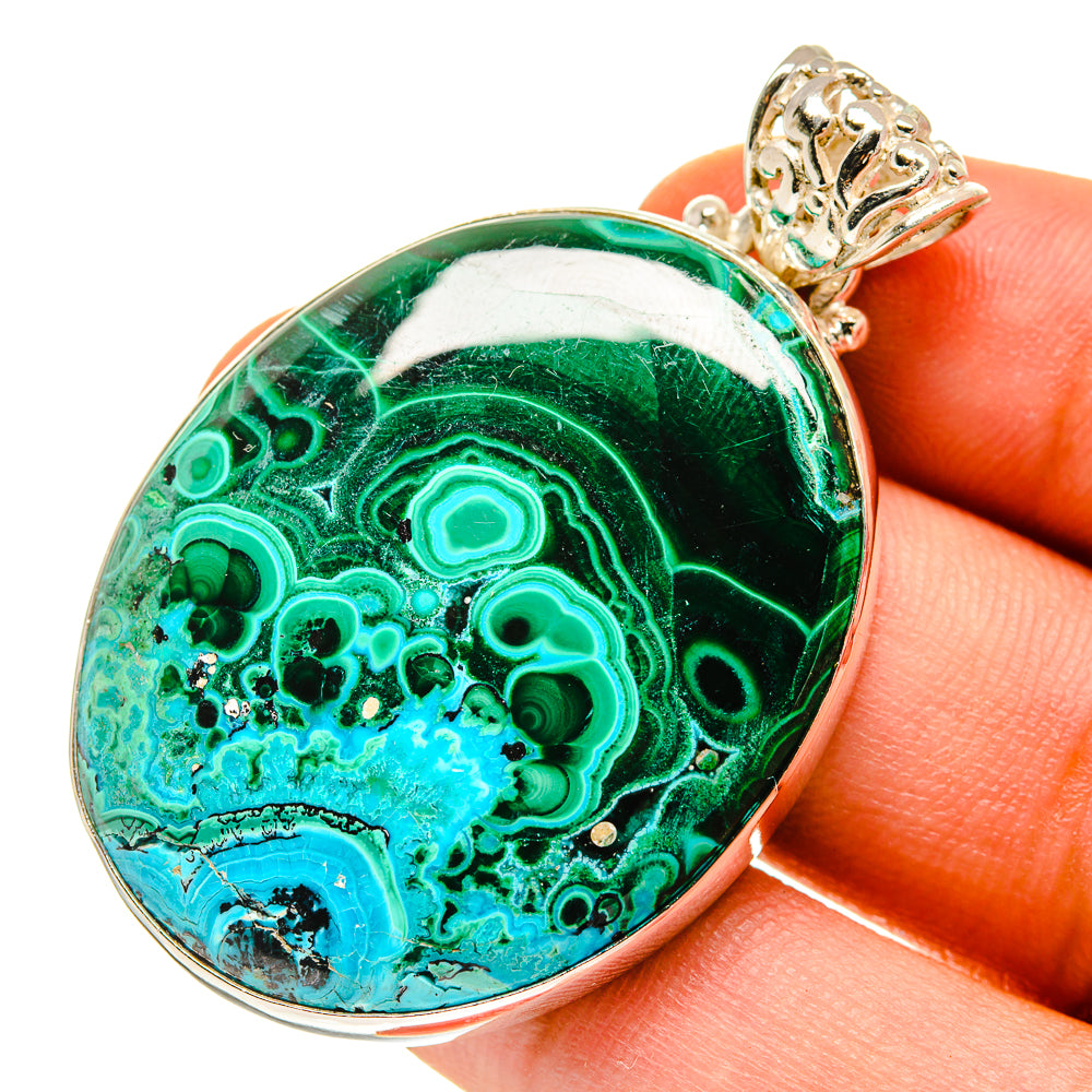 Malachite In Chrysocolla Pendants handcrafted by Anasilvercos - PD760233