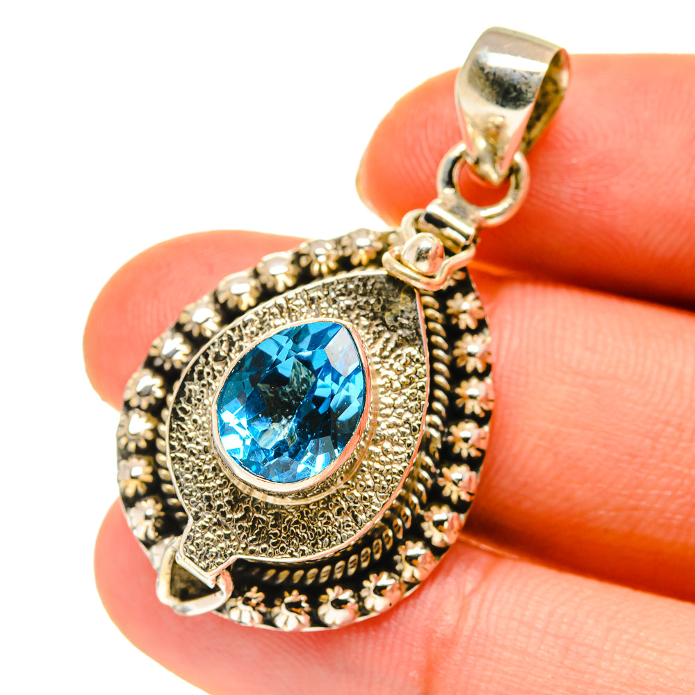 Blue Topaz Pendants handcrafted by Anasilvercos - PD760282