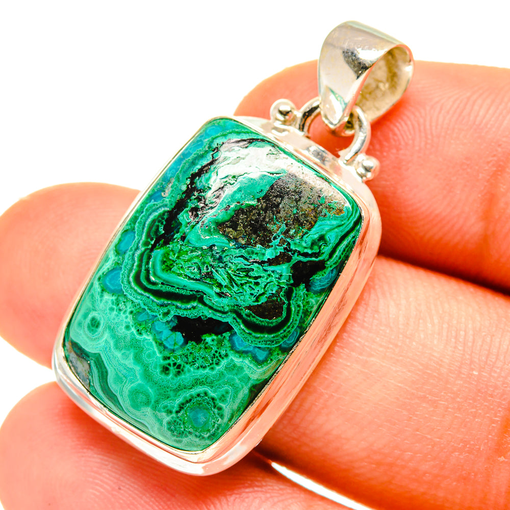 Malachite In Chrysocolla Pendants handcrafted by Anasilvercos - PD760289