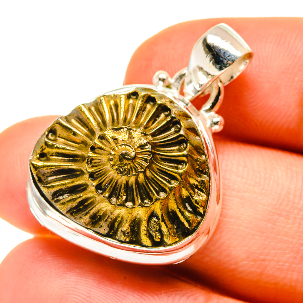 Pyrite Fossil Pendants handcrafted by Anasilvercos - PD760309