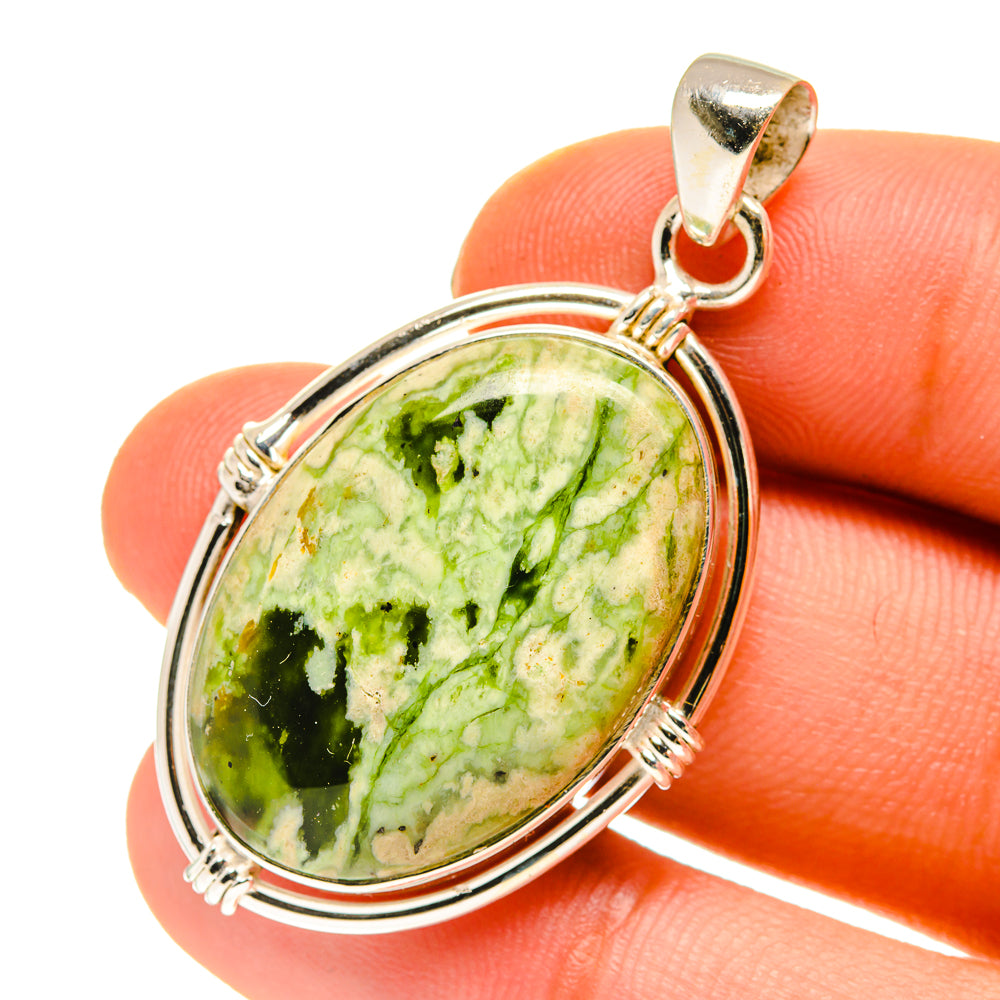 Australian Green Opal Pendants handcrafted by Anasilvercos - PD760345