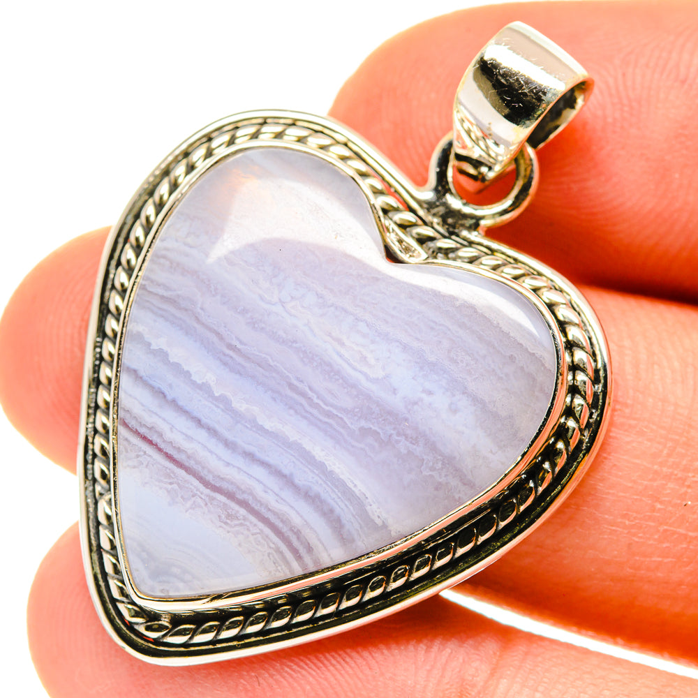 Blue Lace Agate Pendants handcrafted by Anasilvercos - PD760421