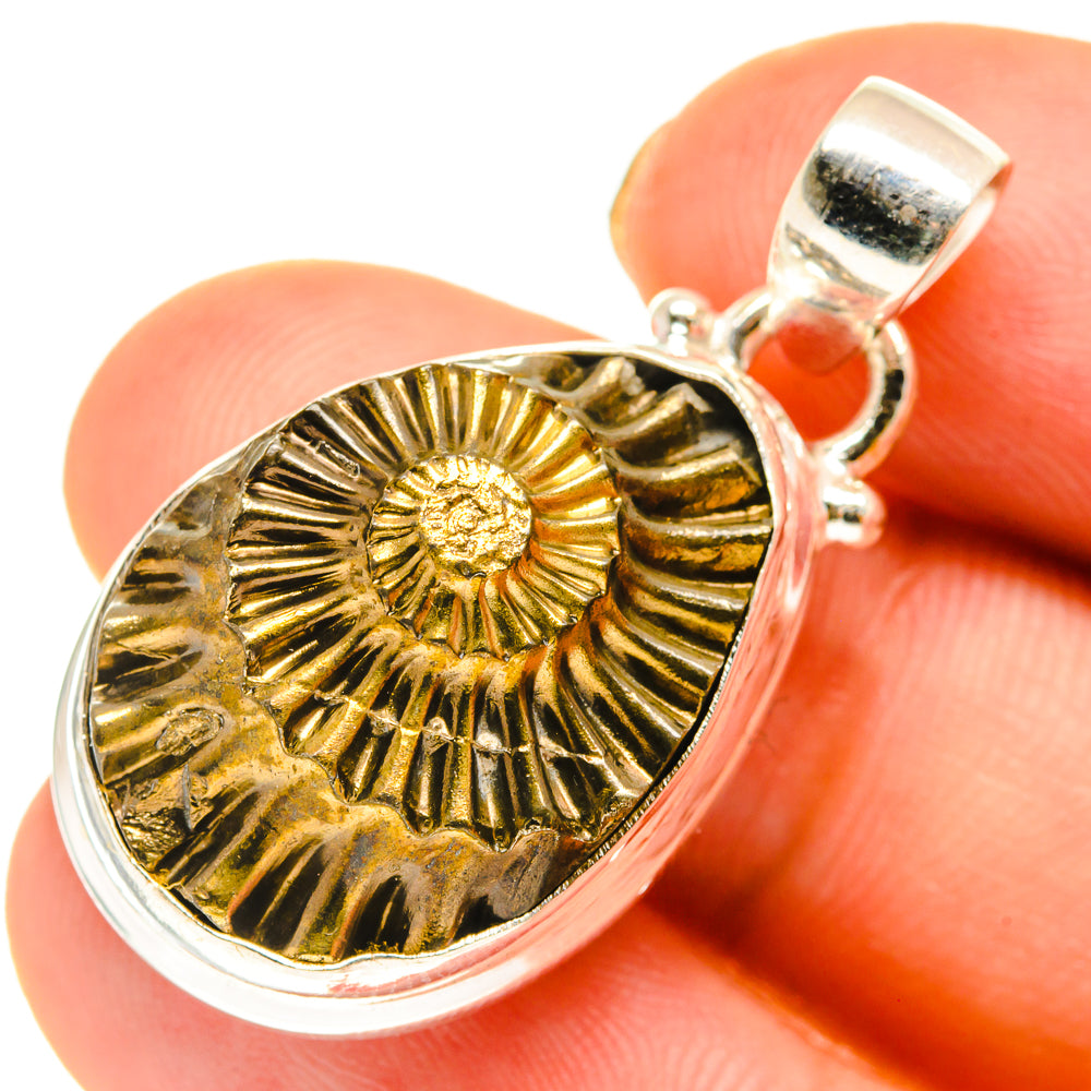 Pyrite Fossil Pendants handcrafted by Anasilvercos - PD760434