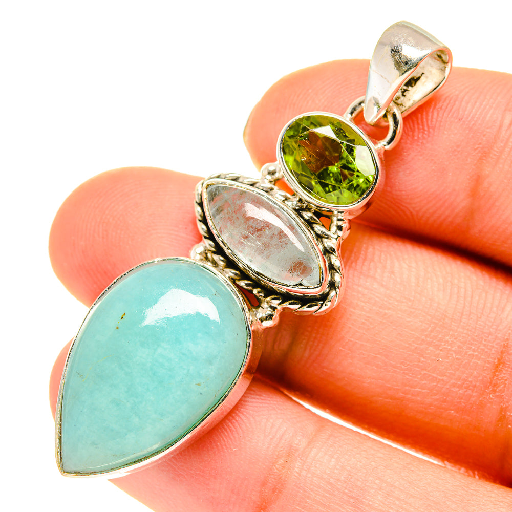 Peruvian Amazonite Pendants handcrafted by Anasilvercos - PD760448