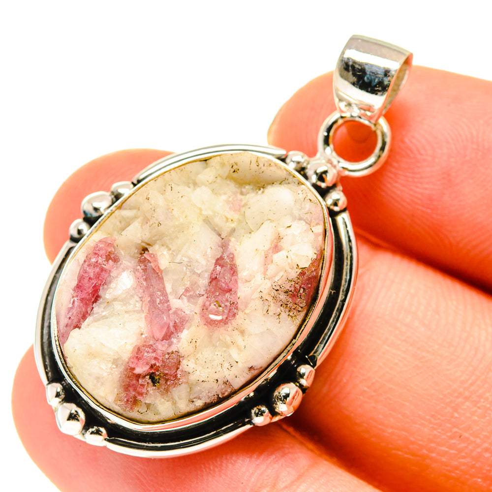 Pink Tourmaline In Quartz Pendants handcrafted by Anasilvercos - PD760454