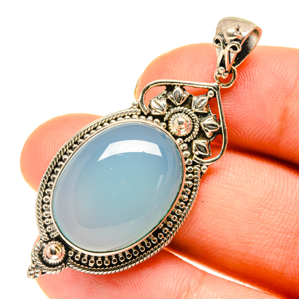 Aqua Chalcedony Pendants handcrafted by Anasilvercos - PD760467